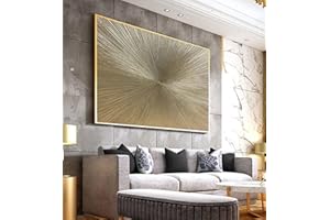 JACBON Gold Painting Oversized Paintings Champagne Gold Textured Wall Art Extra Large Wall Art Over Bed Decor Apartment Art 70x100cm Frameless