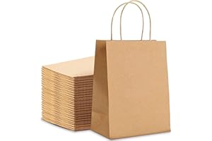 HURUC 30 Pcs Brown Paper Bags With Handles, Small Paper Gift Bags, Eco-Friendly Kraft Shopping Carrier Bags for Wedding, Christmas, Easter, Birthday Parties & Merchandise Retail 18x24x8cm