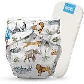 Charlie Banana Reusable Cloth Diaper with Absorbent Insert, Washable Pocket Diaper with Snaps, One Size Adjustable for Babies