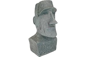 Design Toscano Easter Island Ahu Akivi Moai Monolith Garden Statue, Large 61 cm, Polyresin, Grey Stone