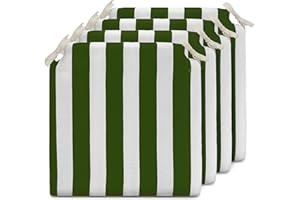 TIENDA EURASIA - Cojines para Sillas de Terraza | Pack de 4 Unidades | Estampado de Rayas | Medida 40 x 40 x 4 cm | Funda Lavable con Cremallera | 2 Cintas de Sujeción | Relleno de Espuma (Verde)