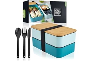 Moritz & Moritz Bento Box Giapponese blu - Lunch box perfetta per adulti e bambini - Schiscetta pranzo con scomparti - Contenitore pranzo Ideale per il lavoro, la scuola e in viaggio