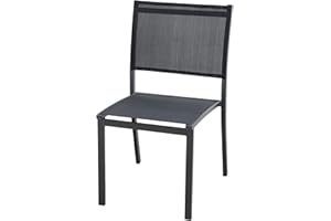 METRO Professional Chaise de Terrasse Brindisi, Textilène/Aluminium, 57 x 48 x 87 cm, Empilable, Gris Foncé