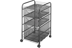 Safco Onyx Rolling File Cart with Large File Drawer and 2 Supply Drawers, Fits Letter-Size Hanging Folders, Durable Steel Construction