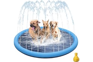 OBEISN Hundepool, 170cm Sprinkler Matte Hund Splash Pad, Wasserspielmatte Hund Wassermatte, Verdickt rutschfest Planschbecken Hund, Hundeplanschbecken, Hundepool für GroßE, Sprühmatte für Haustiere