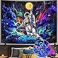 Kampdream Blacklight Astronaut Space Tapestry, UV Reactive Galaxy Universe Planet Glow in Dark Tapestries for Men, Boys and Teens Cool Poster 44×60 inch
