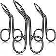 Hicarer 3 Packs Eyebrow Tweezers, Scissors Shaped Eyebrow Straight Tip Tweezers Clip, Flat Tip Tweezers Hair Plucker, Straight Tip Hairgripping Eyebrow (Black Plated)