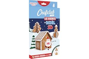 Chefclub Kids - Coffret Emporte-Pièces Biscuit De Noël 3D - Cuisine Enfant - Thème Sapin, Chalet et Bonhomme de Neige - Livre de Recettes + Vidéos - Patisserie Ludique en Famille - Cadeau Dès 4 Ans +