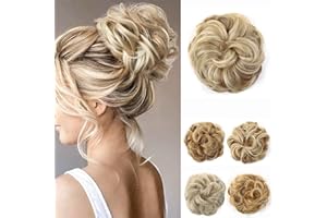 JJstar Messy Hair Bun Curly Wavy Hair Scrunchies Accessories Pieces for Women Girls Synthetic Chignons (Dirty Blonde)