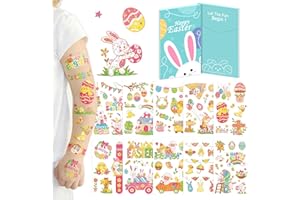 Acevegue Pascua Tatuajes Temporales Niños, 15 Hojas Tatuajes Niños Glitter Regalos Pascua Niños, Huevos Sorpresa Conejo de Pascua Pegatinas Infantiles Niños Niñas Juguetes Decorativas