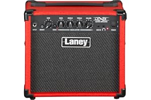 Laney LX15 Amplificatore di chitarra elettrica - AMP da 15 W, interruttore di azionamento, EQ a 3 bande, input Aux- AMP portatile compatto per principianti - rosso