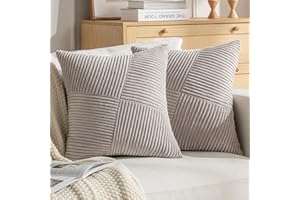 DecorMommt Copricuscino 50x50 Grigio Chiaro Accogliente Velluto a Coste Copricuscini Divano Lusso Boho Decorativo 2 Pezzi Federe Cuscini Divano per Decorazione del Ufficio Auto Divano Sedia