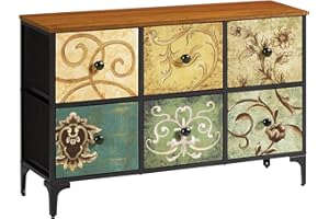 LYNCOHOME Komoda z 6 szufladami Komoda do sypialni Szafka do przechowywania Meble do sypialni Komoda do kuchni Przedpokój biurowy Szafka pod TV z szufladami Styl wiejski