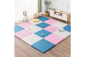 Unipampa Alfombra Puzzle Bebé, 16 Piezas Colchoneta Bebé Suelo, Alfombra Infantil, Suelo de Goma EVA Suave, Tapete de Juego, Alfombra Gateo Bebe En Espuma EVA, 30 * 30 * 1cm