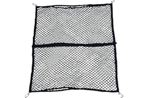 RIBOWRI Double Layer Highly Elastic Cargo Net 4'x4'stretch to 7'x7', Pickup Truck Bed Cargo Net Mesh Organizer with 6 Hooks for Car Luggage Rear Boot Van Roof Storage Secures Tools/Sports Gear 【1.2x1.2m】