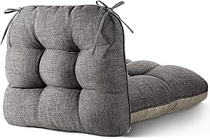 EDIMENS Booster Seat Pads for Dining Chairs (Set of 2) - 46cm x 46cm x 10cm Comfortable Dining Chair Cushions with Ties for Home, Garden, Living Room, Office, and Patio - Dack Grey