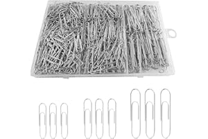 HIQU AND HIST 750 sztuk srebrnych spinaczy biurowych, 50 mm/33 mm/28 mm, niklowane spinacze biurowe, małe materiały biurowe, metalowe spinacze biurowe, do sortowania i mocowania dokumentów