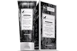 ECLAT SKINCARE Mascarilla Facial de Carbón Vegetal para Hombres & Mujeres - Máscara Exfoliante para Eliminar Espinillas en Nariz/Mejillas/Mentón - Certificada GMP/Recomendada por Dermatólogos