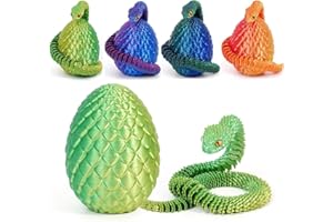 Bobety 3D Printing Easter Snake Eggs - 3D Printed Snake in Egg, 3D Snake Egg Toys, Full Articulated Crystal Snake With Sragon Egg, Fidget Toys for Executive Home Office Desk (Laser Yellow Green)