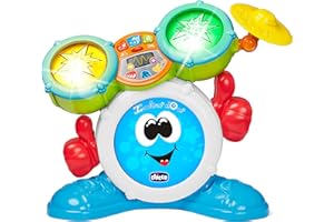 Chicco Rocky the Drum Kit, jeu musical pour enfants, instrument de musique avec 3 modes, lumières et genres musicaux, 1-4 ans