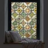 dktie Window Film Vinyl Non Adhesive Privacy Film,Stained Glass Window Film for Bathroom Shower Door Heat Cotrol Anti UV (Yel