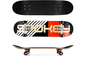 ‎SPOKEY Spokey Simply Skateboard, Kugellager ABEC-3, PU-Rollen 52 x 32 mm, Räderhärte 92 A, 7-schichtiges Deck aus chinesischem Ahorn, Deck-Abmessungen 78,7 x
