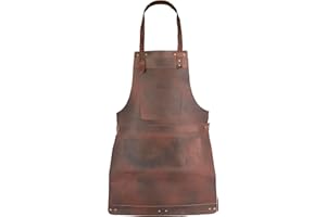 LEATHERSHIRE Full Grain Leather Apron Butcher, Cook, BBQ, Cooking, Grilling, Blacksmith Apron