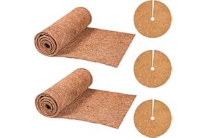 GOEDCH Rollo de Revestimiento de Coco: 3 Piezas Estera de Coco Disco de Fibra, 2 Rollo Estera Gruesa de Fibra de Coco, Rollo de Forro de Coco Natural, Disco de Coco, para Jardinera, Ventana, Jardín
