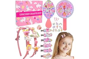 Lanwexy Unicorn Hair Accessories Kit Gifts for 4 5 6 7 8 9Year Old Girls with Mirror Hair Clips Comb Headband Making Kit for Kids Birthday Presents Toys for Age 4-12