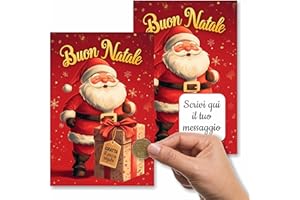 GHIBLI Biglietto Gratta e Scopri Personalizzato Buon Natale - Auguri Natalizi con Messaggio da Scoprire - Idea Regalo Originale e Divertente con Babbo Natale e Pacco Regalo Grattabile - Busta Inclusa