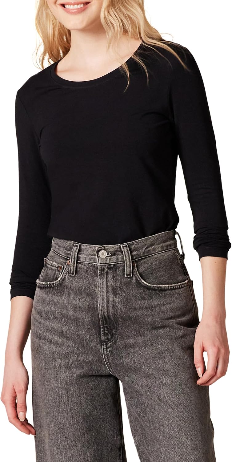 Amazon Essentials Women's Regular-Fit Long-Sleeve Crewneck T-Shirt (Available in Plus Size)