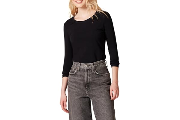 Amazon Essentials Femme T-Shirt à Manches Longues, Col Rond, Coupe Classique (Disponible en Grande Taille)