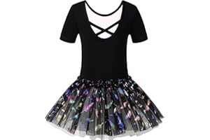 Mulnall Girls Dance Leotard for Ballet Long Sleeve Tutu Skirt Sparkly Sequins Dance Dress (Toddler/Little Girl/Big Girl)
