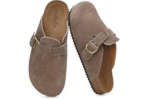 Dokela Mules et Sabots Homme Femme Chaussons avec Liège Confortables Pantoufles Cuir Chaussures Antidérapants Semelle