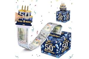 MORAINJAY Pudełko na pieniądze na 50. urodziny, granatowe etui na gotówkę, pudełko na pieniądze niespodzianka dla mężczyzn i kobiet