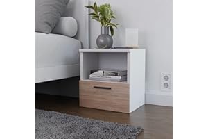 Home Glow stolik nocny z szufladą, szafka nocna, 1 szuflada, stolik kawowy z półką, kolor sonoma. Wymiary: szer. 37 x wys. 40 x dł. 40 cm