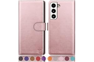 SUANPOT Funda para Samsung Galaxy S22 con Tapa 【Bloqueo RFID】de Cuero PU Cierre Magnético，Soporte Plegable，Ranura para Tarjeta Cover para Samsung Galaxy S22 Case Oro Rosa