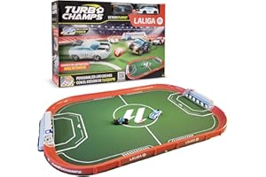 IMC TOYS Turbo Champs LaLiga Estadio, con 2 Coches, la Pasión por el Fútbol se Fusiona con la Emoción de los Coches, Juega con los Coches de La Liga, Juguete para Niños y Niñas de 3 Años en Adelante