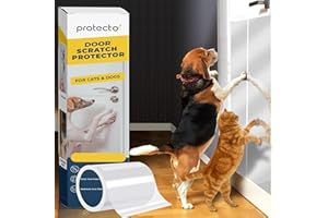 PROTECTO Door Scratch Protector w/Custom-Cut Knife - 150x20 cm Door Guard + Wood, Wall & Corner Sofa Cover | Dog & Cat Scratching Deterrent, Defender & Repellent w/Super Sticky Self-Adhesive Backing