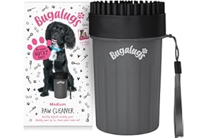 BUGALUGS Dog Paw Cleaner Paw Washers For Dogs. A Portable Dog Shower Paw Cleaner For Dogs & Cats. Dog Foot Washer is an Essential Dog Paw Washer Dog Walking Accessories (Medium (Black)
