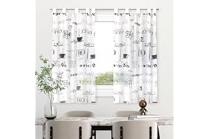 HOMEYA - Cortina Cocina Translúcida 140x140cm - Visillo Transparente Estampado para Ventana, Marco de puerta - 1 Unidad