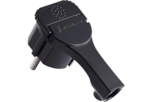 Electraline 523069 Spina Schuko, Piatta, Nero