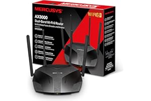 Mercusys Routeur WiFi 6 3000Mbps, Routeur WiFi Bi-Bande, 4 Ports RJ45 Gigabit, 4 antennes 5dBi, MU-MIMO, WPA3, Connexion intelligente, Contrôle Parental, Technologie BSS Color, MR3000X
