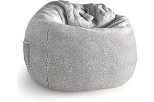 Aiire Puff Salon Borreguito Moderno - Puf Gigante con Relleno Incluido para Decoracion Habitacion Juvenil - Puffs Infantiles XXL - Bean Bag Chair Infantil XXL o Cojin de Suelo Grande Gris