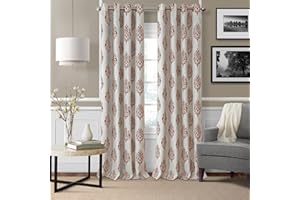 Elrene Home Fashions Navara Medallion Room Darkening Window Curtain Panel 52 x 95 Inches (1, Cinnamon Red