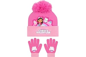 DREAMWORKS Gabbys Dollhouse Girls Hat And Gloves Set | Pandy Paws Girls Hat And Gloves | Winter Hats For Kids | One Size Pink