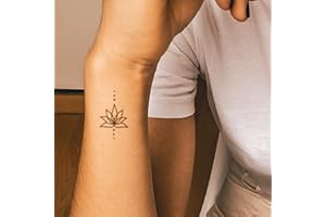‎INKSTER Inkster Tattoo - Lotus mit Punkten | vegane & wasserfeste Temporäre Tattoos für Erwachsene - EU-Kosmetikzertifizierte Farbe - revolutionäres 2 Wochen Tattoo | Premium Klebetattoos & Fake Tattoo