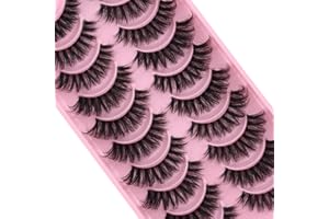 HICOCU Clear Band Wimpern Russische Volume Fluffy Strip Lashes 10 Paar Natrliche Wispy D Curly Falsche Wimpern sehen aus wie Verlängerungen… (HTZ1)
