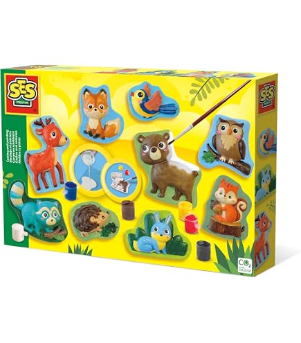 SES Creative 01342 – Kit Calco E Pittura Figure Fantasy – Crea 11 Statuette Di Draghi, Unicorno E Conigli – Gioco Creativo Per Bambini 5+ - 3
