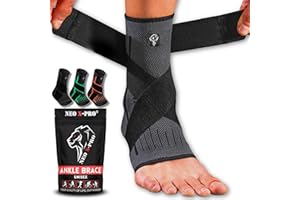 NEO X-PRO Cavigliera Sportiva per Distorsione - Supporto Ortopedico Caviglia con Fascia Elastica - Protezione Legamenti - Tendiniti - Esguince e Dolore - Uomo e Donna (L, nero)